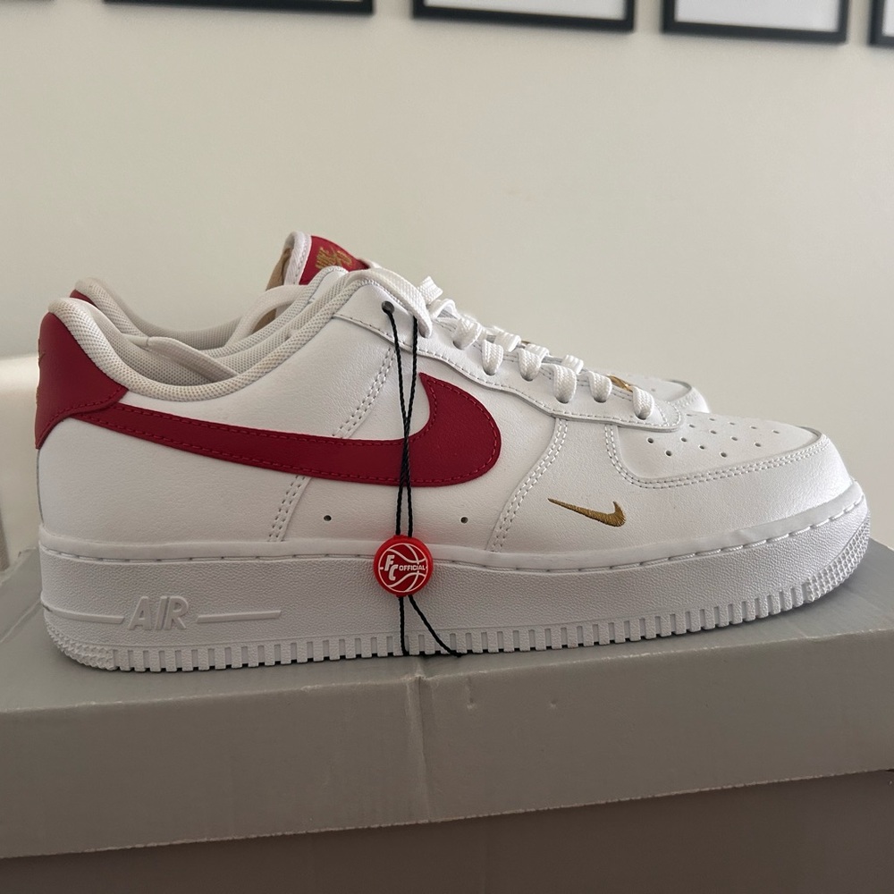 Nike women’s Air Force 1 red and white.  Size 10 1/2.  Brand new never worn.